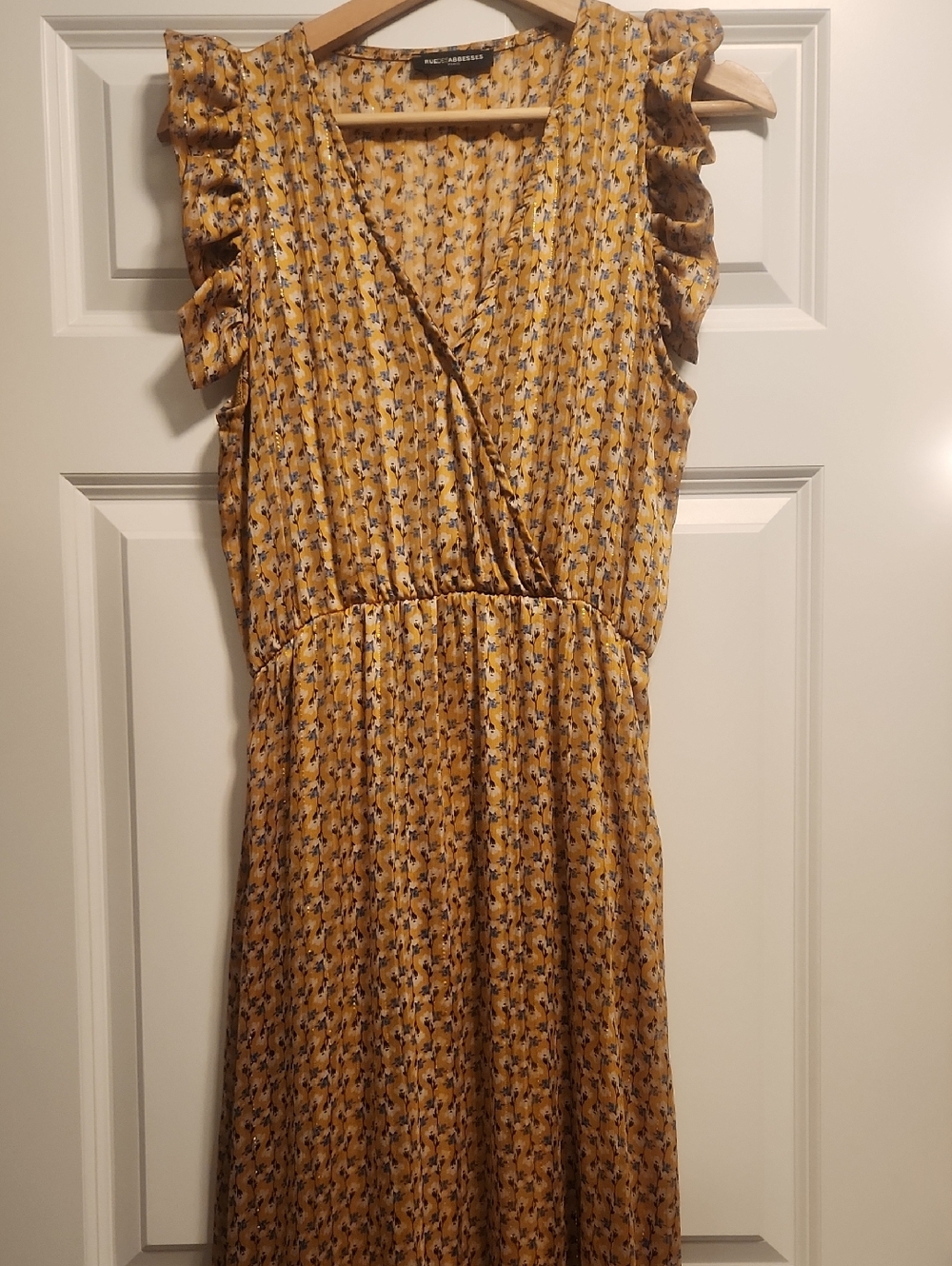 Rue des abesses Mustard Floral Maxi Dress with Ruffles.